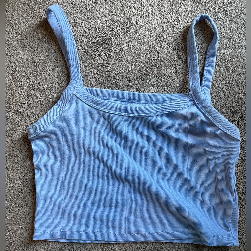Primark Sky Blue Ribbed Cropped Cami
